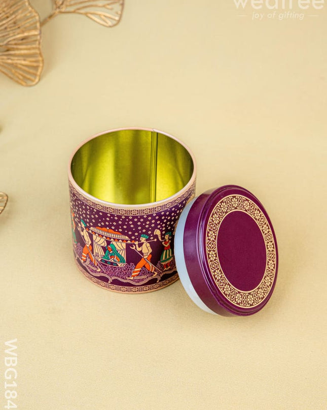 Dholi Printed Tin Jar - WBG1849 - Tin Jars & Boxes RG