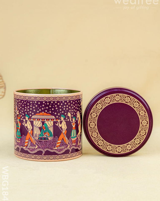Dholi Printed Tin Jar - WBG1849 - Tin Jars & Boxes RG