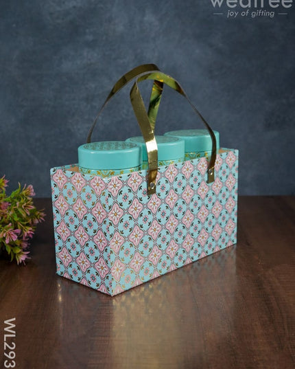 Digital Print Bag With Printed Tin Jars - Set Of 3 Wl2939 Dining Essentials