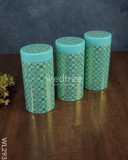 Digital Print Bag With Printed Tin Jars - Set Of 3 Wl2939 Dining Essentials