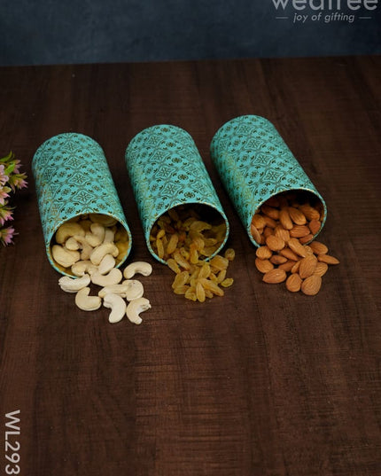Digital Print Bag With Printed Tin Jars - Set Of 3 Wl2939 Dining Essentials