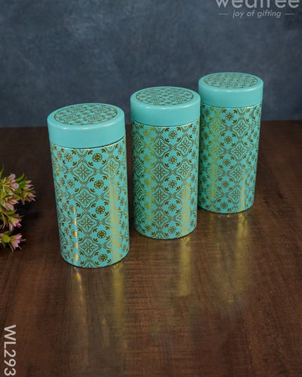 Digital Print Bag With Printed Tin Jars - Set Of 3 Wl2939 Dining Essentials