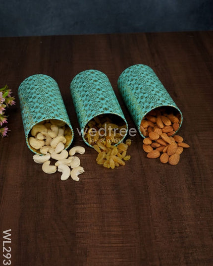 Digital Print Bag With Printed Tin Jars - Set Of 3 Wl2939 Dining Essentials