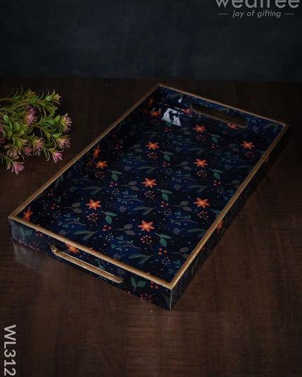 Digital Printed Floral Tray - Set Of 3 Wl3128 Wooden Trays