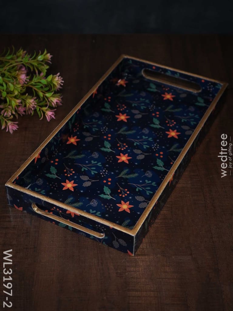 Digital Printed Floral Tray - Wl3197 Medium Wooden Trays