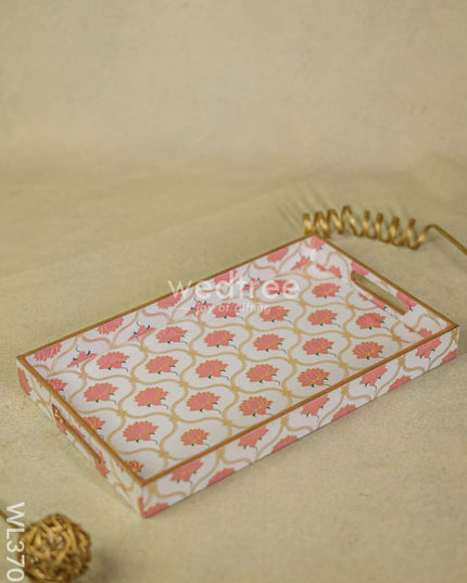 Digital Printed Lotus Tray - 15 X 9 Wl3706 Wooden Trays