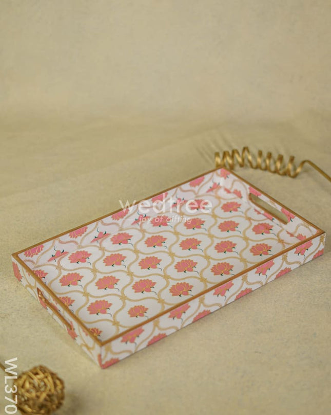 Digital Printed Lotus Tray - 15 X 9 Wl3706 Wooden Trays