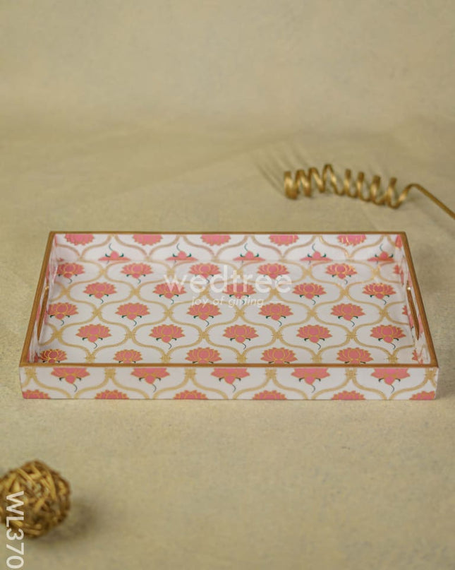 Digital Printed Lotus Tray - 15 X 9 Wl3706 Wooden Trays