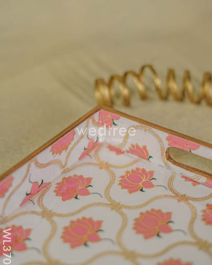 Digital Printed Lotus Tray - 15 X 9 Wl3706 Wooden Trays
