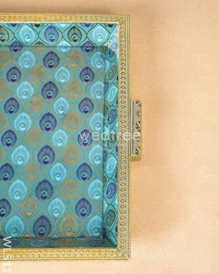 Digital Printed Meenakari Tray - Peacock Design - WL5112 Meenakari Trays & Plates