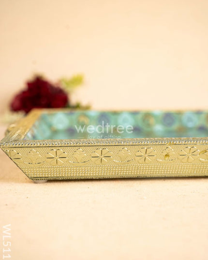 Digital Printed Meenakari Tray - Peacock Design - WL5112 Meenakari Trays & Plates