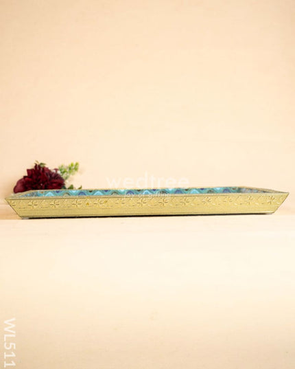 Digital Printed Meenakari Tray - Peacock Design - WL5112 Meenakari Trays & Plates