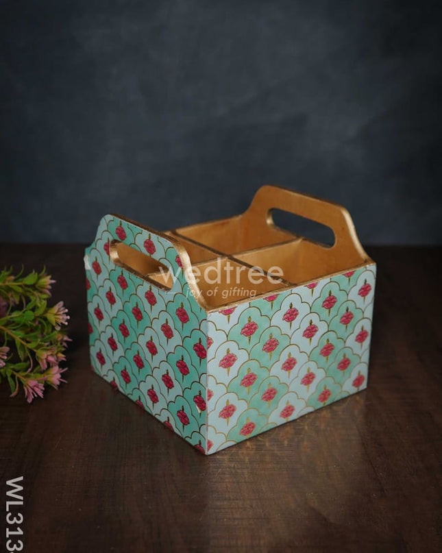 Digital Printed Organizer Box - 4 Partitions Wl3134 Wooden Utility