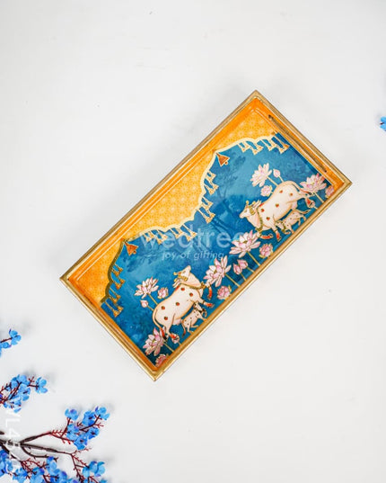 Digital Printed Pichwai Tray - Set Of 3 Wl4545 Small Wooden Trays