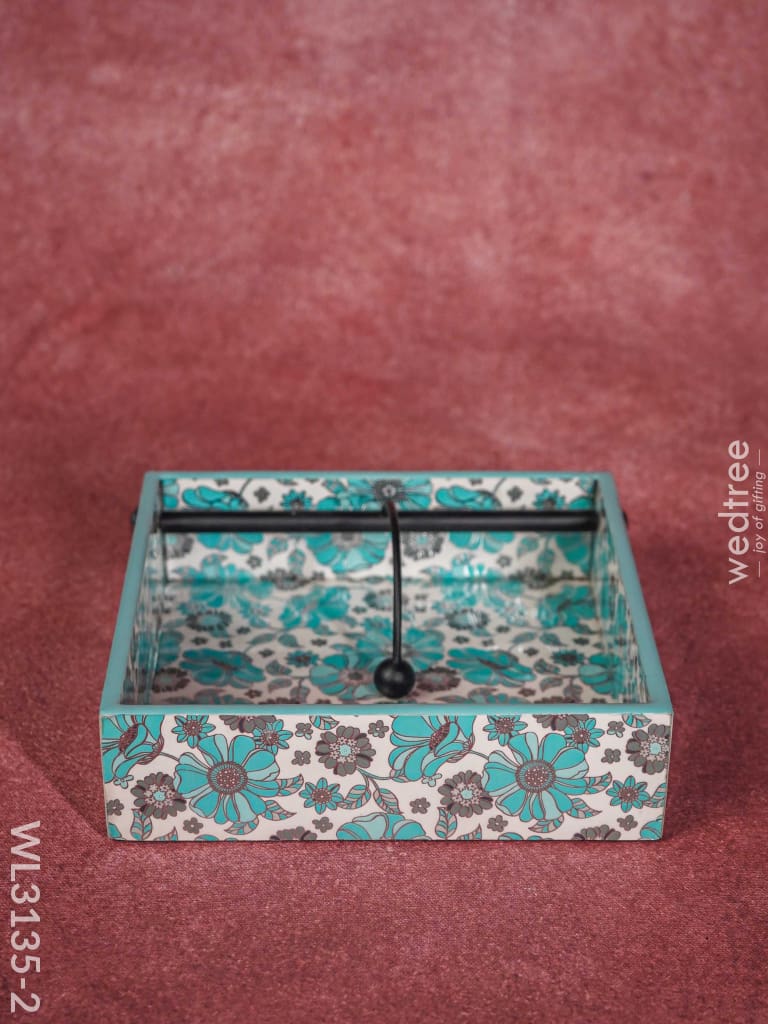 Digital Printed Tissue Holder - Wl3135 Floral Design Wooden Utility