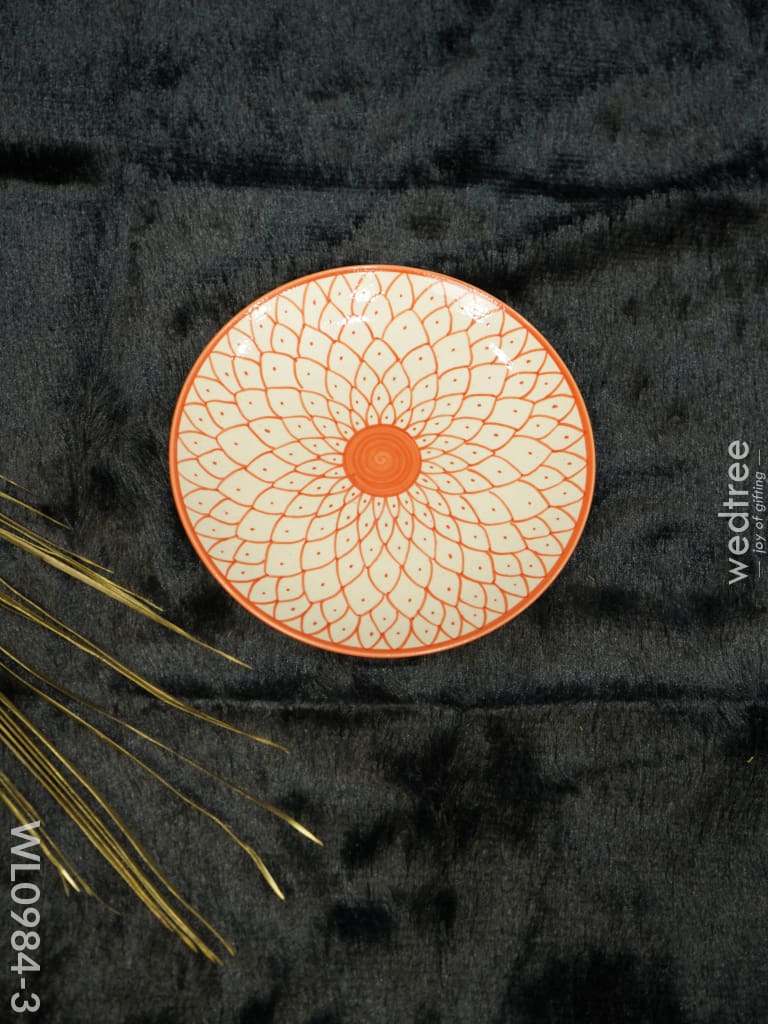 Dinner Plate -10Inches - Wl0984 Orange Coloured With Floral Design Ceramics