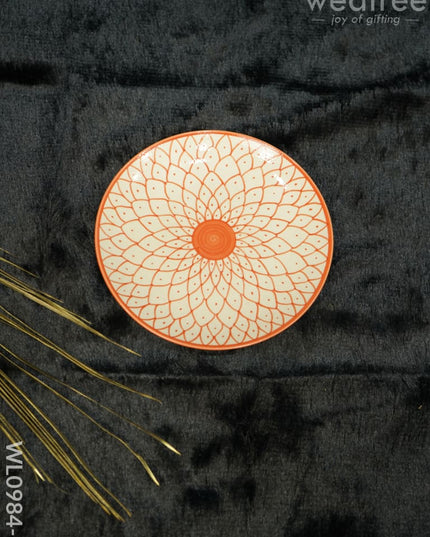 Dinner Plate -10Inches - Wl0984 Orange Coloured With Floral Design Ceramics