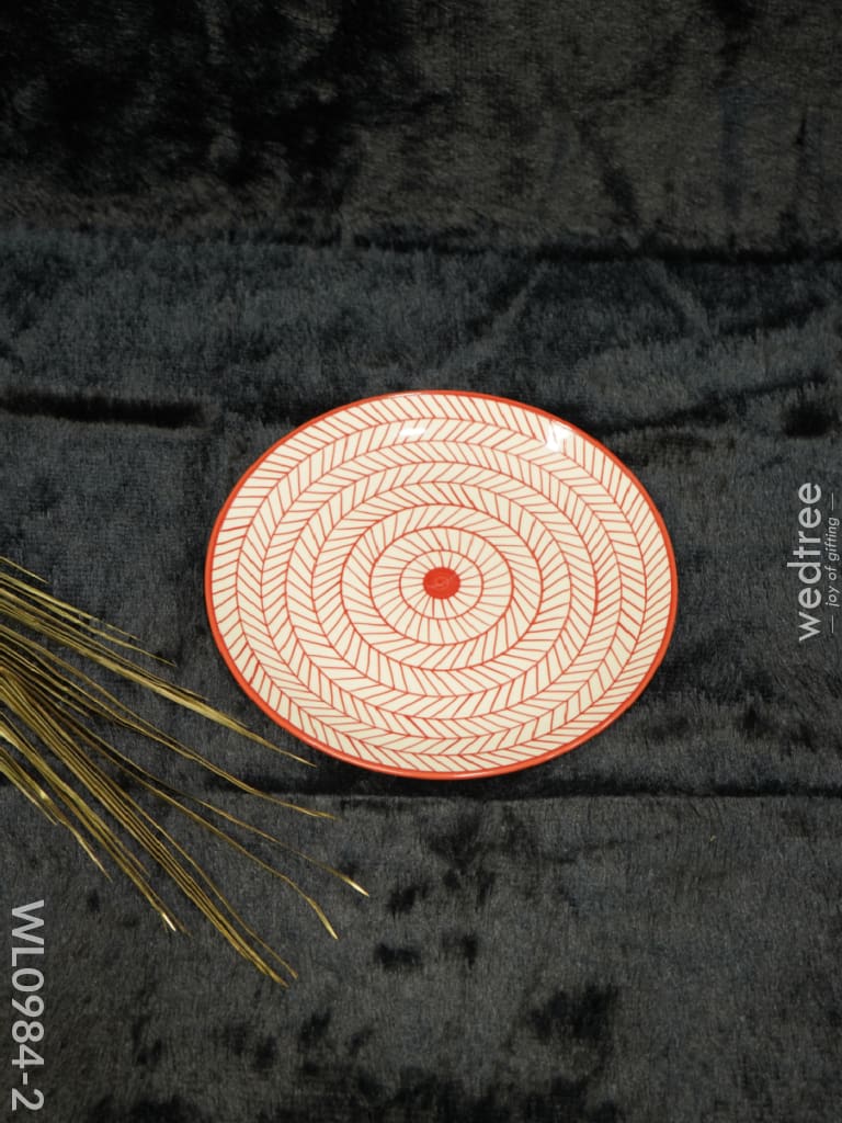 Dinner Plate -10Inches - Wl0984 Red Coloured Arrow Design Ceramics