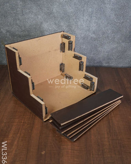 Dismantlable 3 Step Golu Stand With Silk Fabric Cover - Wl3360 Swarna