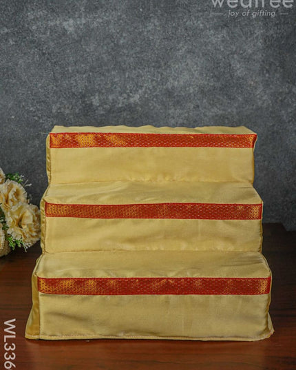 3 Step Golu Stand With Silk Fabric Cover - Wl3360 / Diya Padi