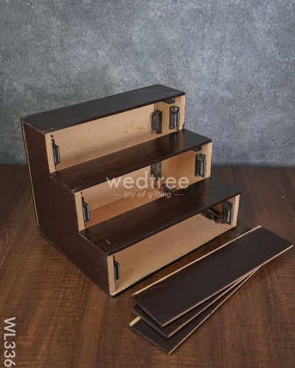 Dismantlable 3 Step Golu Stand With Silk Fabric Cover - Wl3360 Swarna
