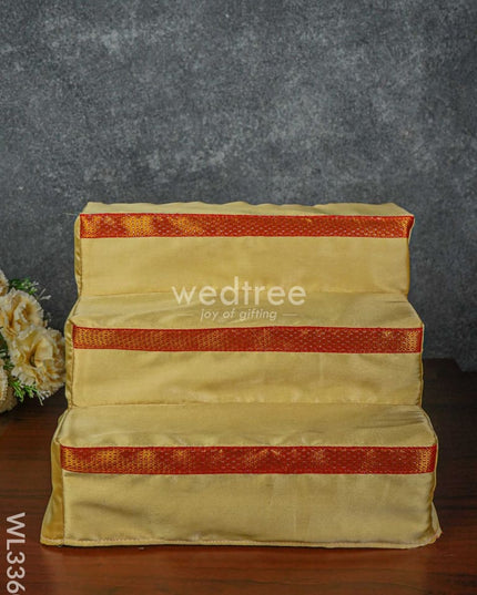 3 Step Golu Stand With Silk Fabric Cover - Wl3360 / Diya Padi