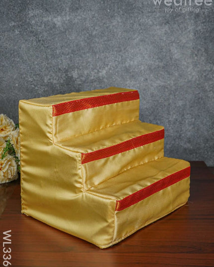 3 Step Golu Stand With Silk Fabric Cover - Wl3360 / Diya Padi