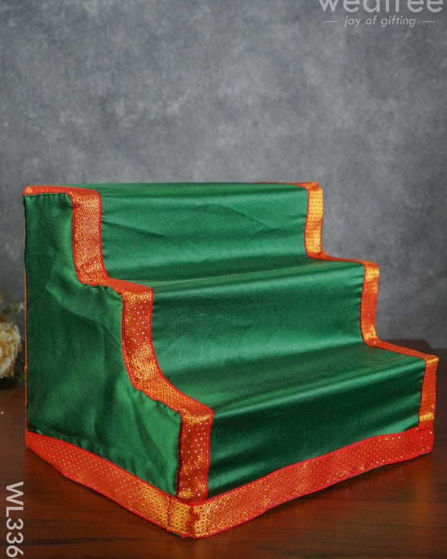 Dismantible 3 Step Golu Stand With Silk Fabric Cover - Wl3360 Swarna