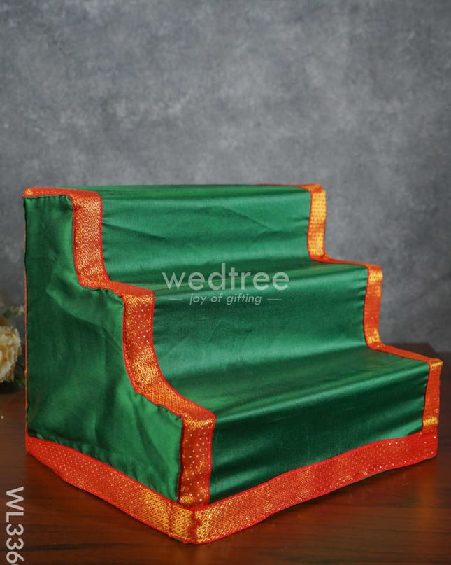 Dismantible 3 Step Golu Stand With Silk Fabric Cover - Wl3360 Swarna