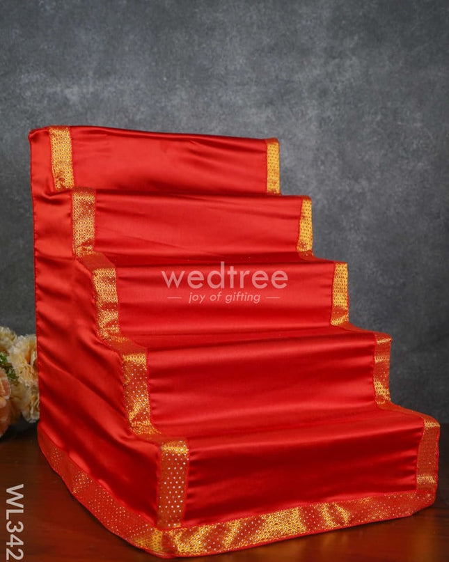 Dismantible 5 Step Golu Stand With Silk Fabric Cover - Wl3422 Swarna