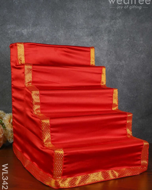 Dismantible 5 Step Golu Stand With Silk Fabric Cover - Wl3422 Swarna