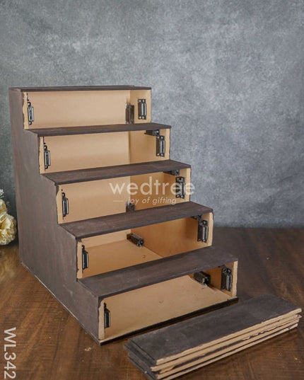 Dismantible 5 Step Golu Stand With Silk Fabric Cover - Wl3422 Swarna