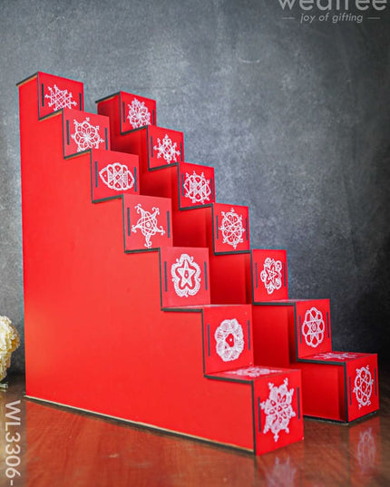 Dismantable 7 Step Diya Padi - Set Of 2 Wl3306-1 Wooden Decor