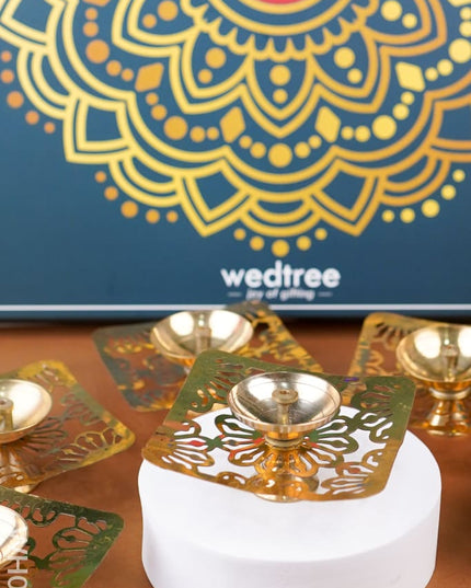 Diya Pack 4 - Brass Decorative Set Of 10 Wh0027 Karthigai Deepam Packs