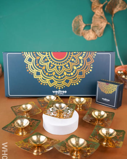 Diya Pack 4 - Brass Decorative Set Of 10 Wh0027 Karthigai Deepam Packs