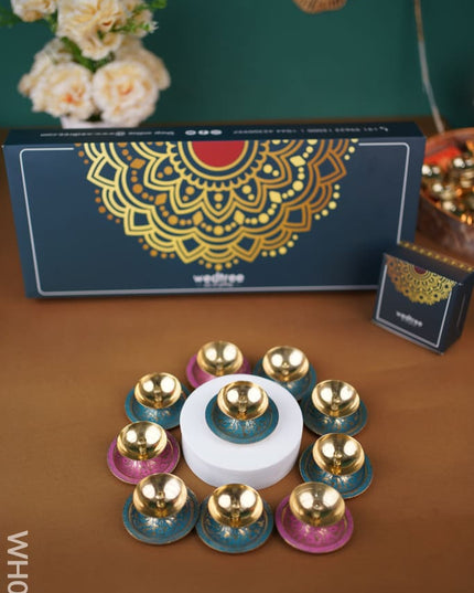 Diya Pack 7 - Brass Decorative Set Of 10 Wh0030 Karthigai Deepam Packs