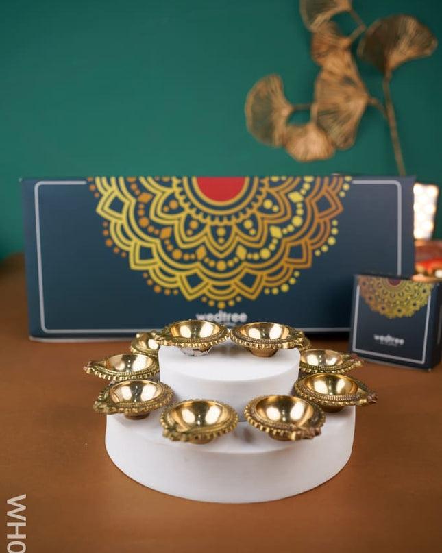 Diya Pack 8 - Brass Set Of 10 Wh0031 Karthigai Deepam Packs