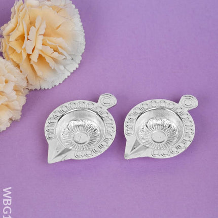 Diya Set of 2 - Silver - WBG1789-2 - White Metal Diya RG