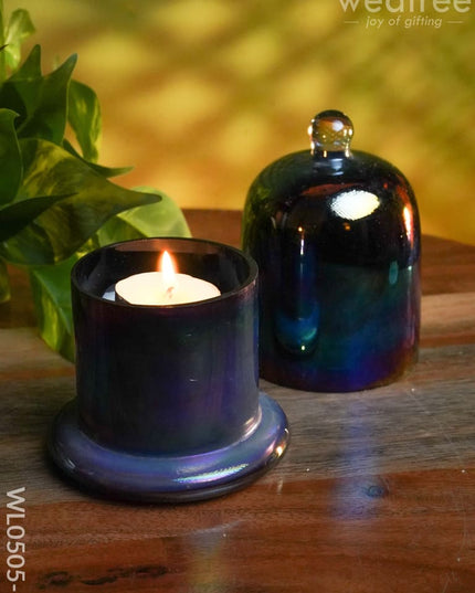 Domed Glass Scented Soy Wax Jar (Iridescent) - Wl0505 Black Candles And Votives