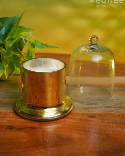 Domed Glass Scented Soy Wax Jar (Metallic) - Wl0504 Candles And Votives