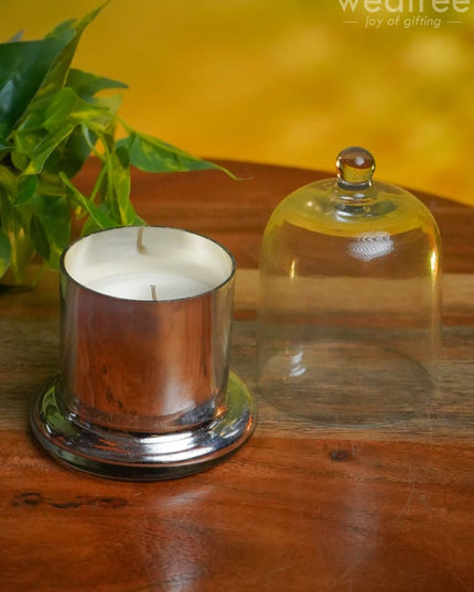 Domed Glass Scented Soy Wax Jar (Metallic) - Wl0504 Candles And Votives