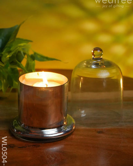 Domed Glass Scented Soy Wax Jar (Metallic) - Wl0504 Champagne Gold Candles And Votives
