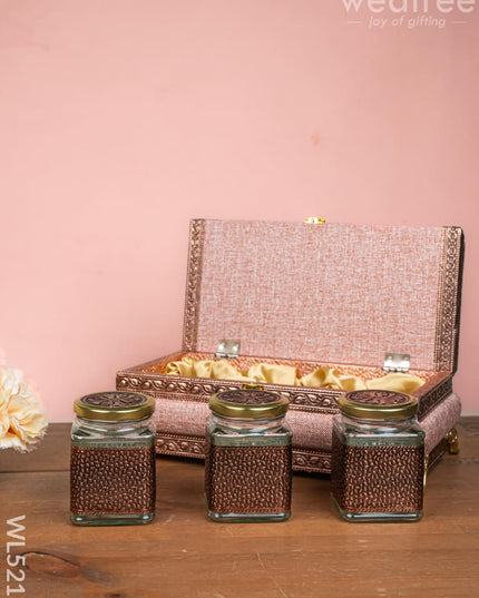 Dry Fruit Box - 3 Glass Jar - WL5215 - Dry Fruit Box