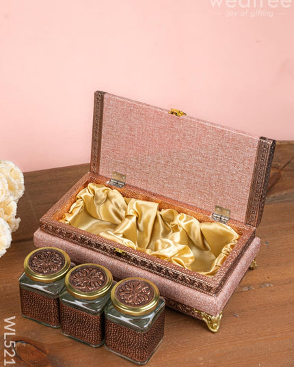 Dry Fruit Box - 3 Glass Jar - WL5215 - Dry Fruit Box