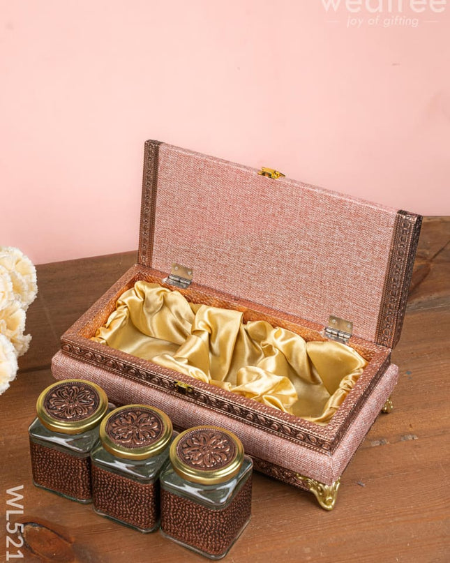 Dry Fruit Box - 3 Glass Jar - WL5215 - Dry Fruit Box
