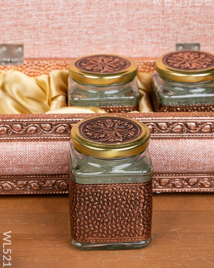 Dry Fruit Box - 3 Glass Jar - WL5215 - Dry Fruit Box
