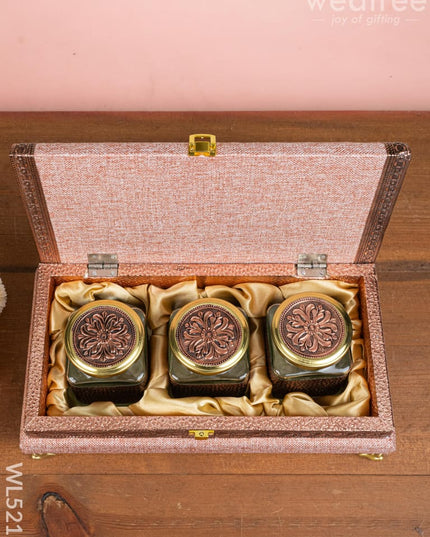 Dry Fruit Box - 3 Glass Jar - WL5215 - Dry Fruit Box