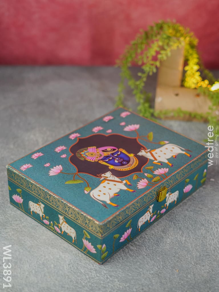 Shreenath Ji Dry Fruit Box & 4 Jars With Printed Bag - Wl3891