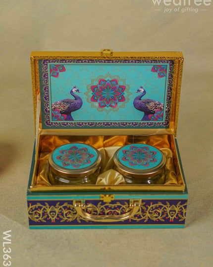 Decorative Peacock Designed 2 Jar Dry Fruit Box - Wl3630
