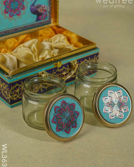Decorative Peacock Designed 2 Jar Dry Fruit Box - Wl3630